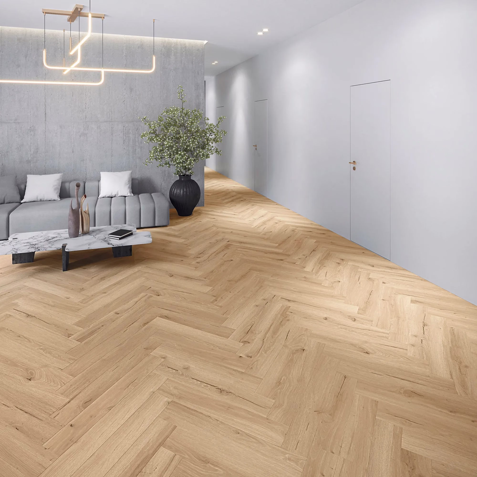 JOKA Design 555 Wooden Styles Herringbone Oak Creme EIR – Herstellerabbildung